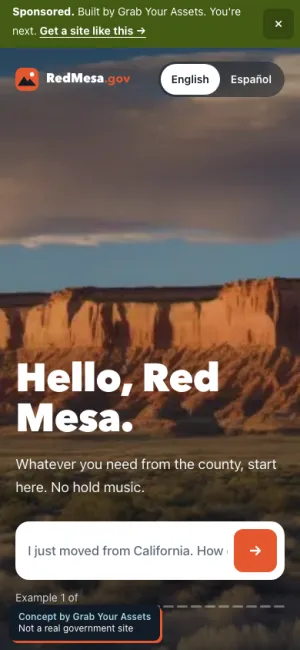 Red Mesa County sample site on a phone